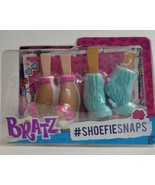 Bratz Shoefiesnaps 2 Pairs of Bratz Doll Shoes Blue Fur Boots Pink Sanda... - $9.74