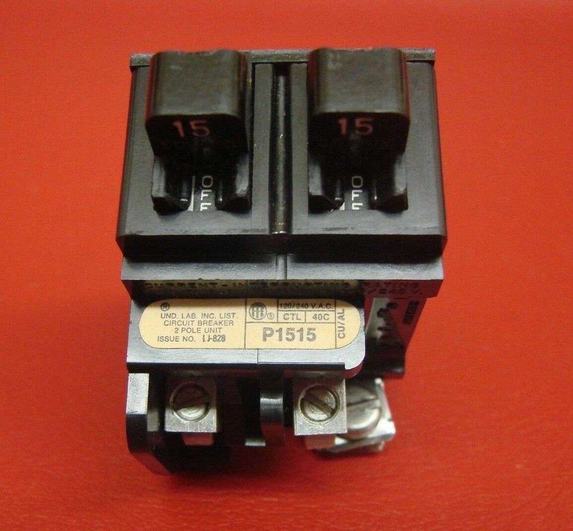 15 Amp PUSHMATIC Duplex Piggyback Twin 15 A Double single Pole BREAKER