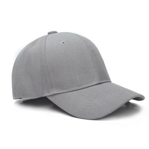 Gray Plain Color Baseball Cap Hat Adjustable Wool Hook & Loop Men Women ...