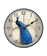 [Peacock] 14 Inch Vintage Wooden Wall Clock Decorative Silent Wall Clock... - $44.94