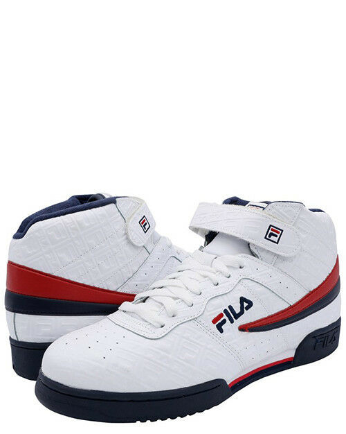 Mens Fila F13 F-13 Classic Mid High Top Basketball Shoes Sneakers White ...