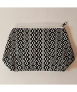 Black &amp; White Ikat Geometric Design Cosmetic Makeup Zippered Bag Pouch NEW - $7.47