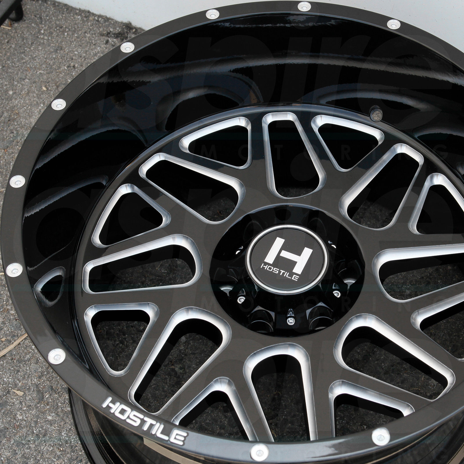 One 22x14 Hostile H108 Sprocket 8x180 76 Black Milled Wheels Rims Wheels