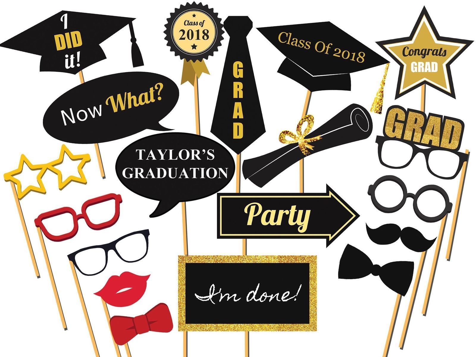 Graduation University Props Grad Party Photo Booth Props Class Of 2018 ...