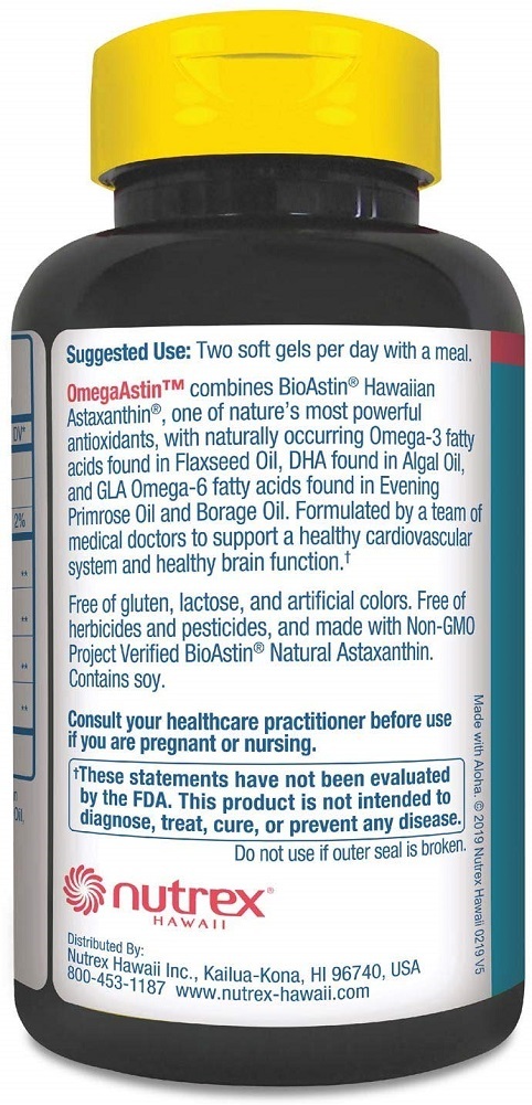 OmegaAstin – VEGAN Omega 3-6-9 & BioAstin Hawaiian Astaxanthin - 60 gelcaps