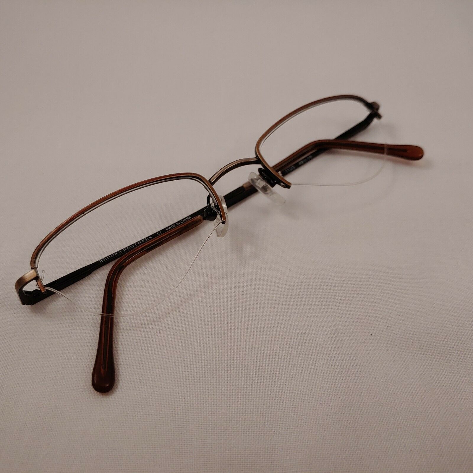 BROOKS BROTHERS Half Rim Eyeglass Frames Brown Black Metal BB342 1123