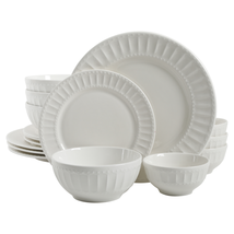 Gibson Home Regalia Embossed White Dinnerware Set, 16-Piece Set image 10