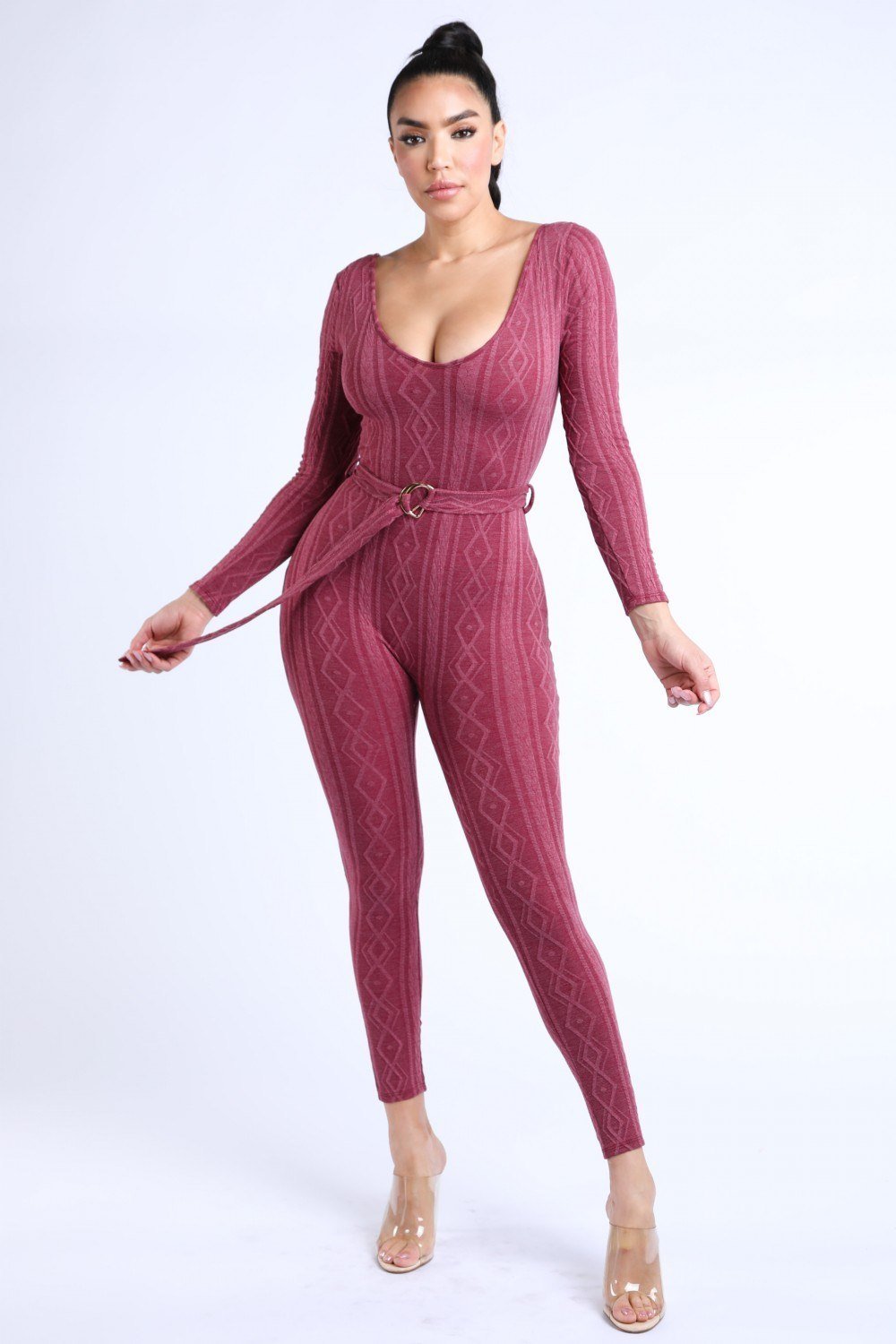 Cable Knit Shaped Jersey Jumpsuit Jumpsuits & Rompers