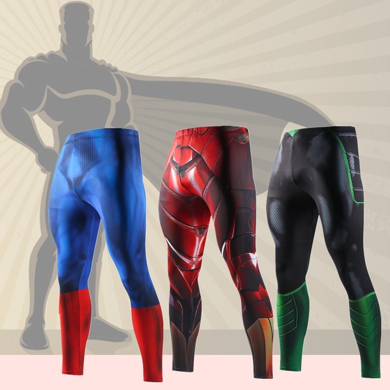 Men 's new sports fitness compression long pants.