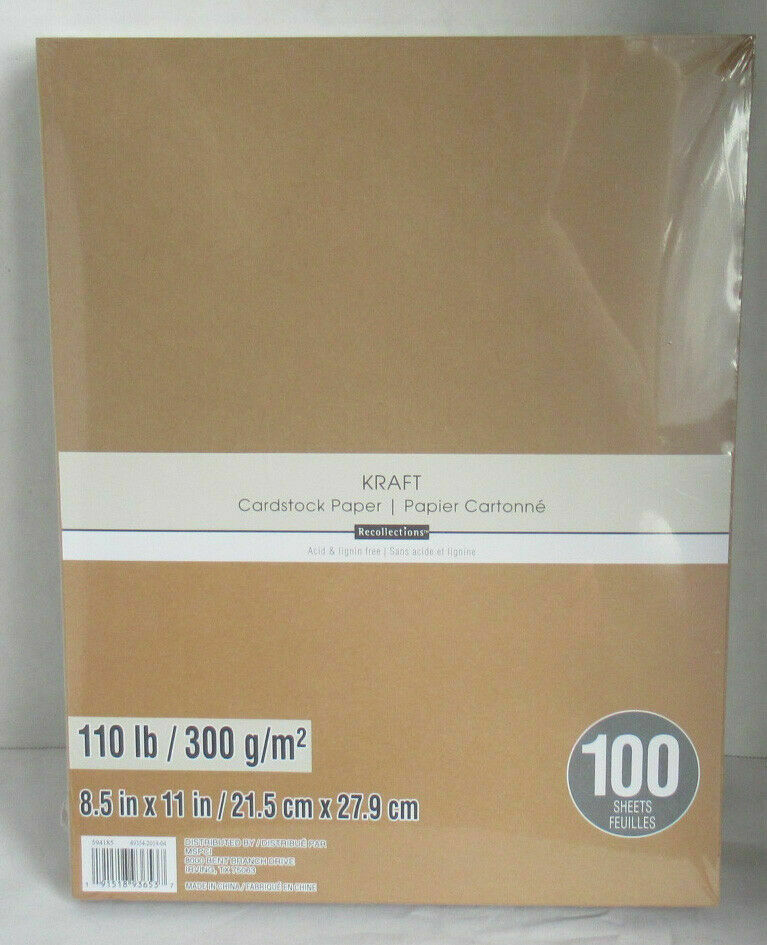 Recollections Cardstock Paper 8 1/2" x 11" 100 Sheets 110 lb HEAVYWEIGHT KRAFT Stamping