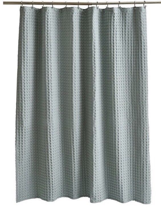Fieldcrest Luxury Waffle Weave Shower Curtain 72"x72" BLUE Shower