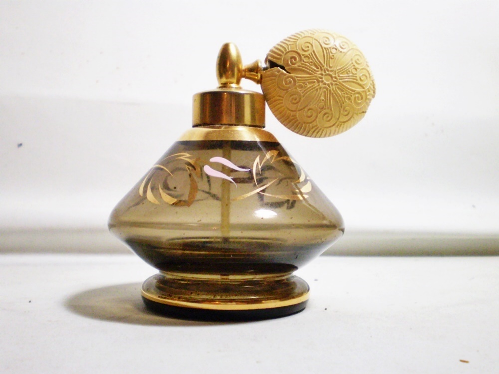 Vintage Holmspray Perfume Atomizer smoked gilt glass 600/10 ...