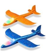 2 Pack LED Light Airplane,17.5&quot; Large Throwing Foam Plane,2 Flight Mode ... - $21.77