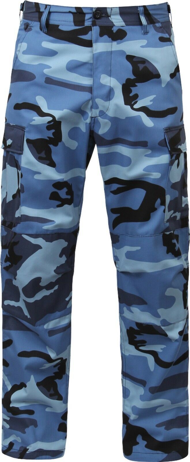 Mens Sky Blue Camouflage Cargo Army Camo Fatigues Military Bdu Pants Pants