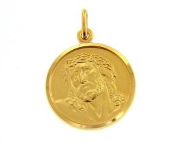 SOLID 18K YELLOW GOLD ECCE HOMO, JESUS CHRIST FACE MEDAL, DETAILED MADE IN ITALY image 4