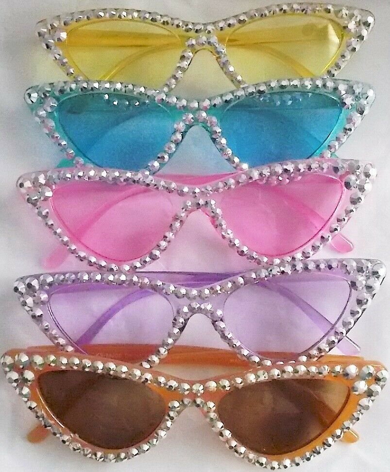 Unbranded - Sun glasses 5 colors cat eye w/ shining silver rhinestones free us ship & case