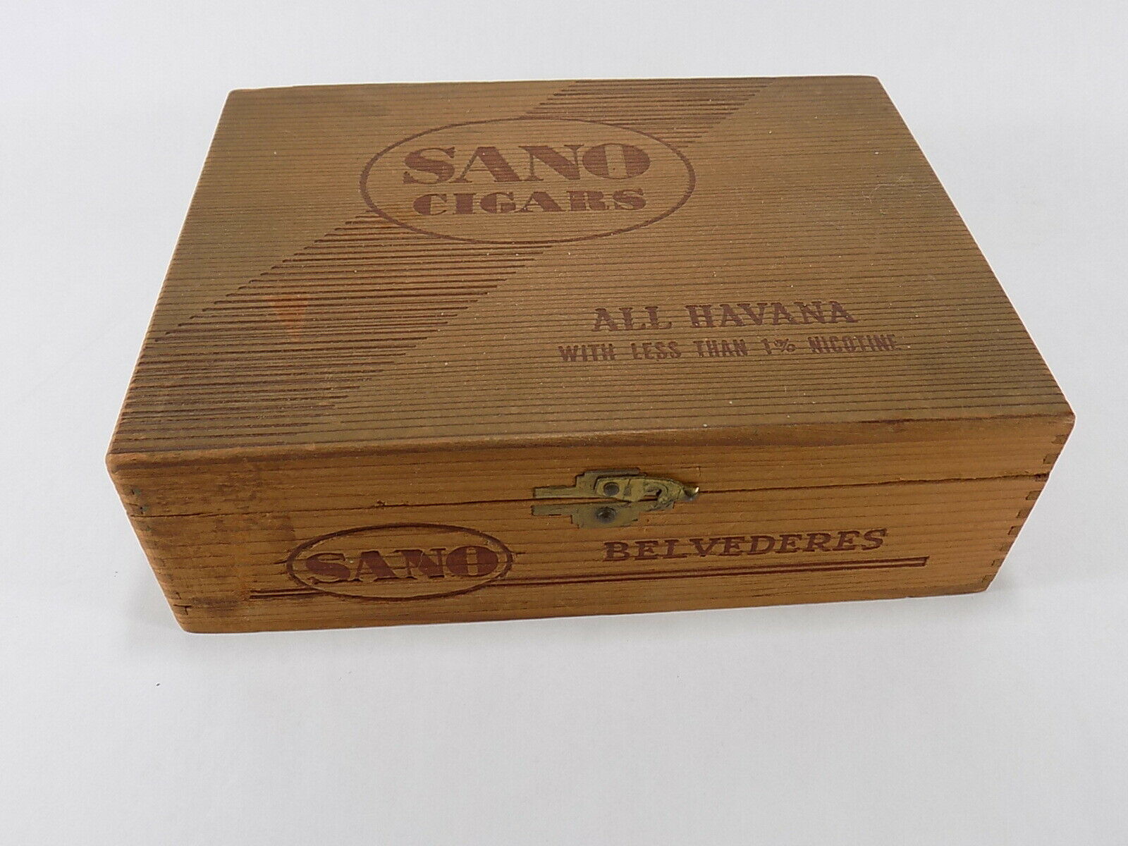 Vintage SANO BELVEDERES CIGARS WOODEN CIGAR BOX 15 Cent w/ Latch ...