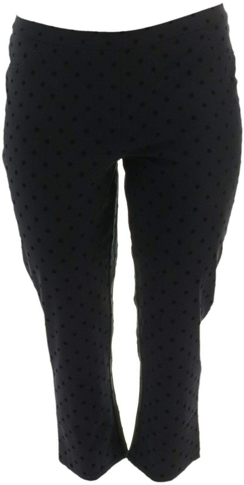 Isaac Mizrahi Petite 24/7 Polka Dot Ankle Pants Black 14P NEW A345781