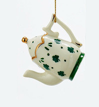 Kurt Adler Hand Painted Porcelain Irish Mini Teapot Christmas Ornament Style A - $7.88