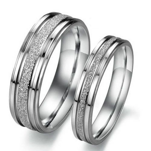 USA 2Pcs Silver Frosted Couple Ring Engagement Promise Rings Wedding Rings