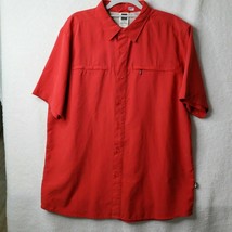 The North Face Men's Large S/S Button Up Shirt Red Fishing - $23.74