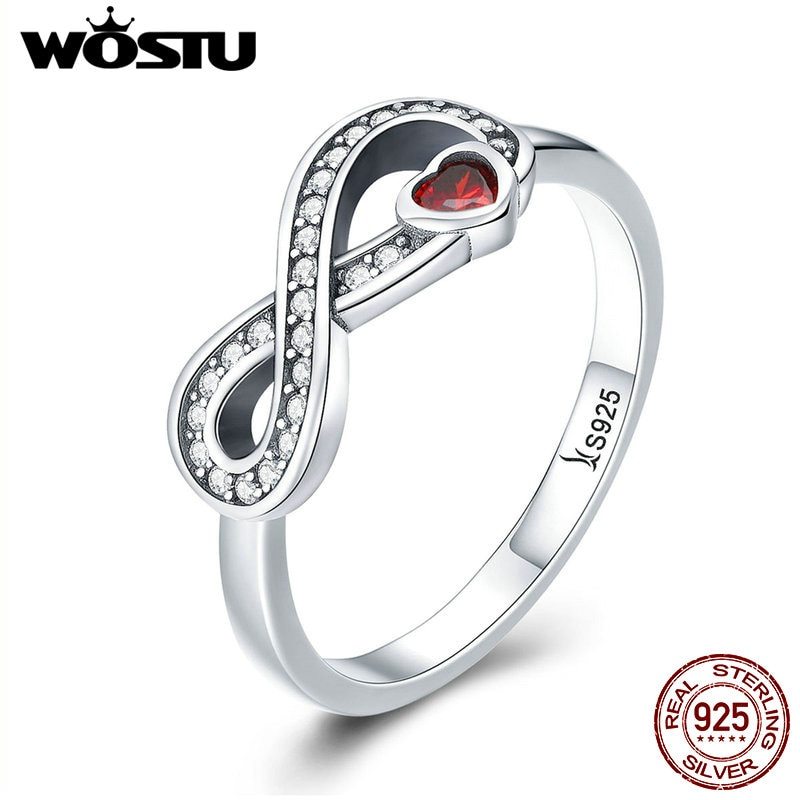 WOSTU 2021 Fashion 100% 925 Sterling Silver Infinity Forever Love Finger Ring fo