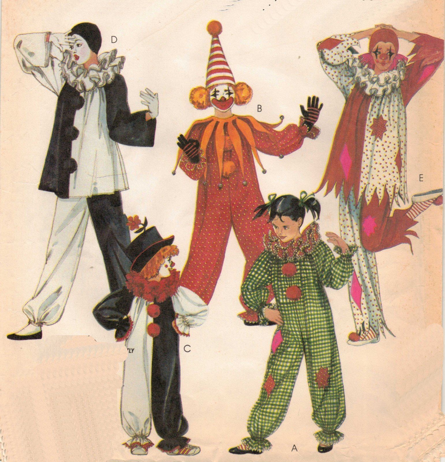 Adult Misses Mens Halloween Clown Harlequin Jester Costumes Sew Pattern