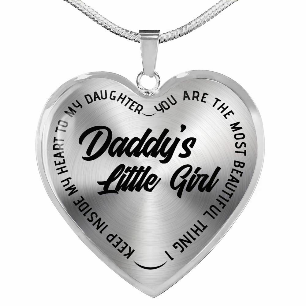 To My Daughter Heart Pendant Necklace Daddy's Little Girl Gift for