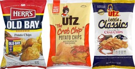 Herr&#39;s Old Bay Chips, Utz Crab Chips &amp; Utz Kettle Classic Crab Chips Var... - $30.64