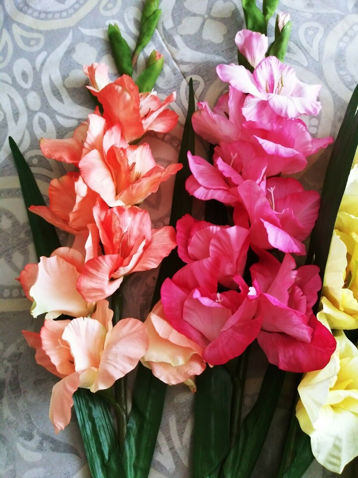 Absolutely Designer Quality Gladiolus Stems. Silk Flower. FIVE