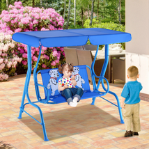 Outdoor Kids Patio Swing Bench with Canopy 2 Seats image 6