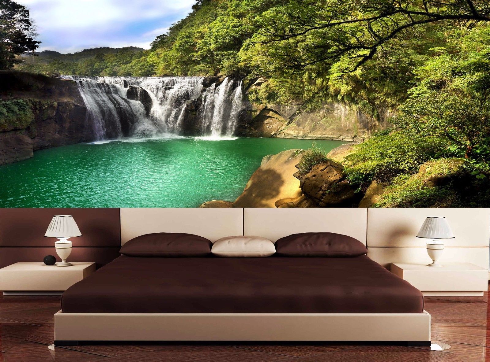 Living Room Wall Paintings Waterfall Scenery 3D Wall Decor Mural Print ...