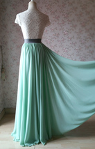 MINT GREEN Maxi Chiffon Skirts Mint Green Wedding Chiffon Skirt Plus Size image 4