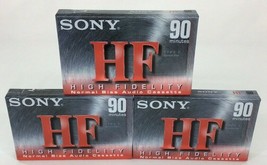 Lot Of 3 Sony Hf 90 Minute Blank Audio Cassette Tapes Normal Bias New Sealed - $14.95