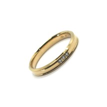 18K YELLOW GOLD BAND TRILOGY 3 DIAMONDS CT 0.03 UNOAERRE 3mm RING, MADE IN ITALY image 1