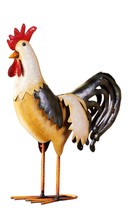Standing Rooster Statue Iron 15.8" High Farm Life Chickens Garden Kitchen 