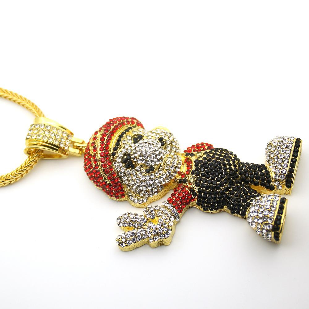 Bling Iced Out Mario Cartoon Game Pendant With 36