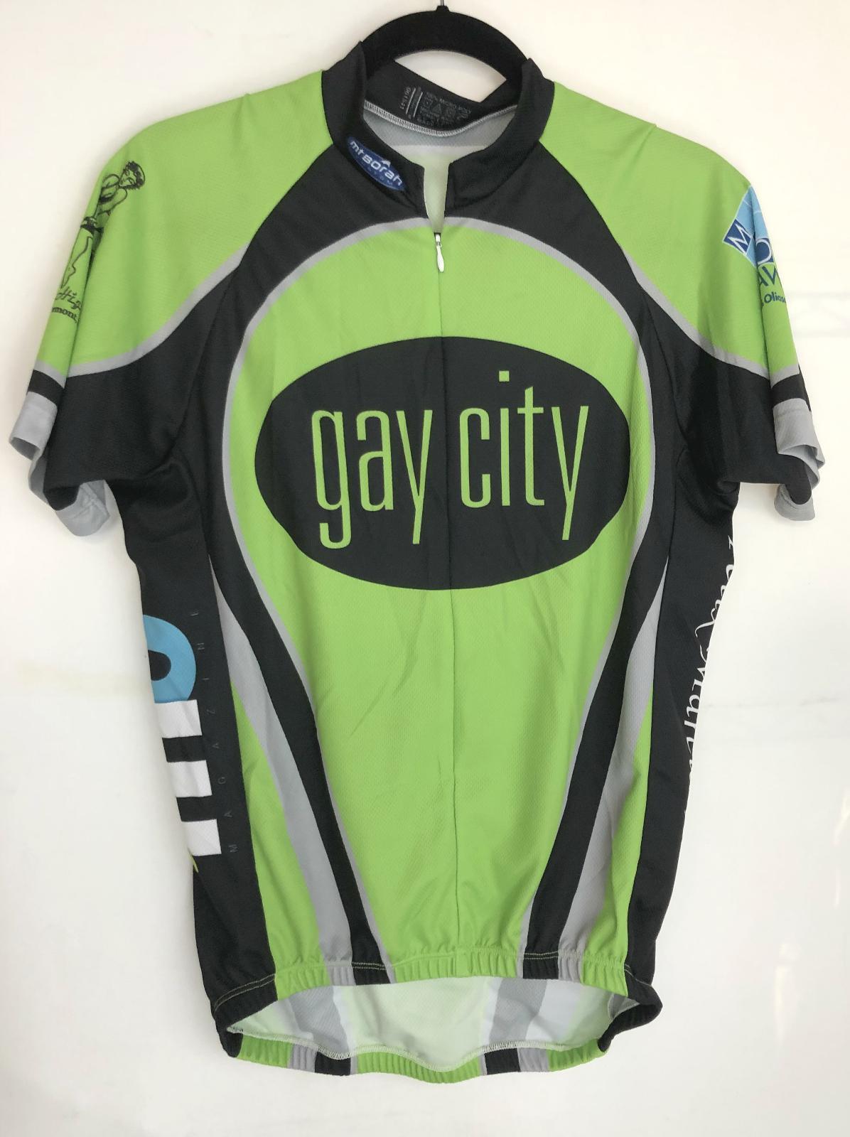 Download Men's GAY CITY Short Sleeve JERSEY Mens L 3/4 zip