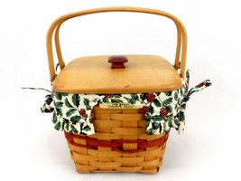 Longaberger Cranberry Basket w/Liner, Insert &amp; Lid, 1995 Christmas Colle... - $48.95