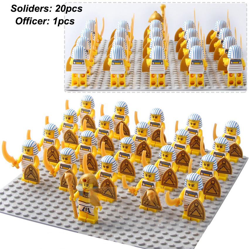 20pcs Egypt Army Warriors+1pcs Egypt Pharaoh Minifigure Building Blocks