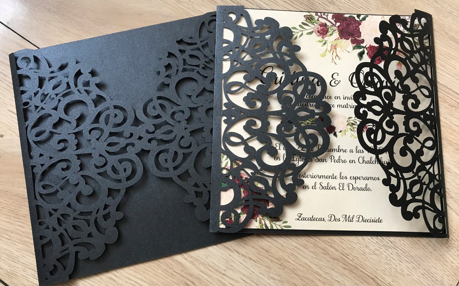 50pcs black elegant laser cut wedding invitation Cards, laser cut invite card