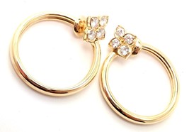 Authentic! Cartier Hindu 18k Yellow Gold Diamond Floral Design Hoop Earrings - $5,775.00