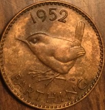 1952 UK GB GREAT BRITAIN FARTHING COIN - $4.39