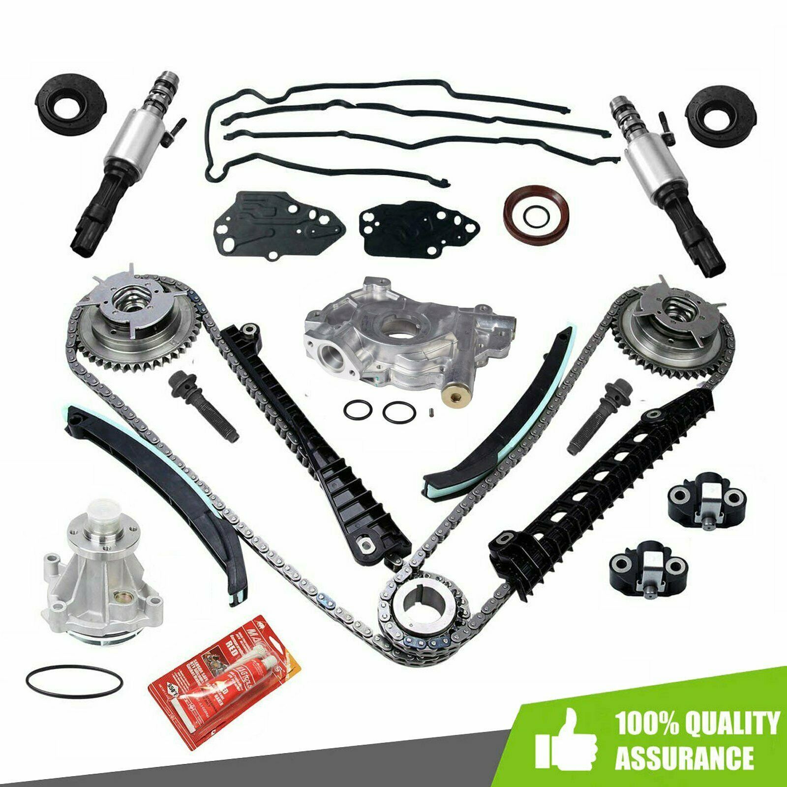 For Ford Lincoln 5.4 V3 Timing Chain Kits +Cam Phasers+Oil & Water Pump+Solenoid