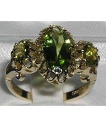 14K 14ct Yellow Gold Ladies Olive Green Peridot Ring 8 - $589.03