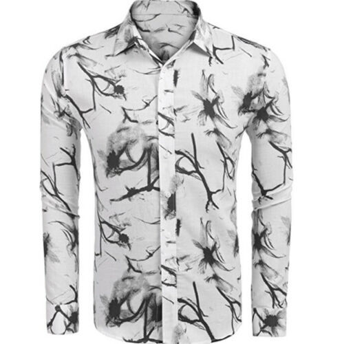 Men's Fashion Print Casual Long Sleeve Button Down Shirt - Casual Shirts