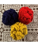 Three New Handmade Crochet Brain Ball Cat Toys Soft Cuddly Washable Fluf... - $10.49