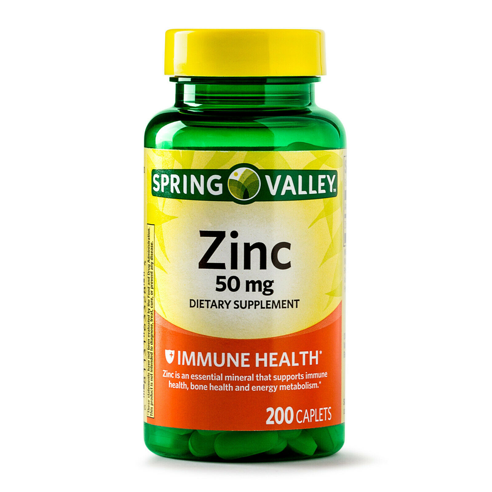 Brand New Spring Valley Zinc Vitamin 50 mg 200 Count Caplets For Immune Support