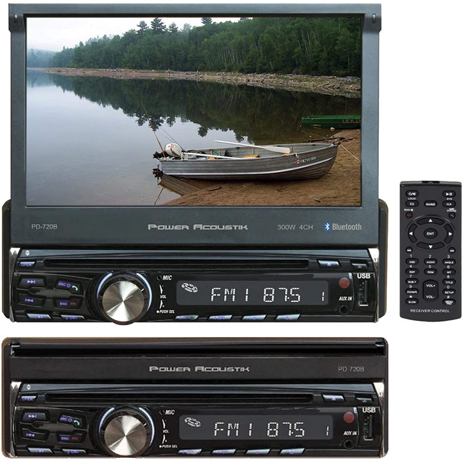 Power Acoustik PD-720B 1-DIN W/ 7-inch LCD Touch,DVD,CD/MP3 Car Stereo W/ BT
