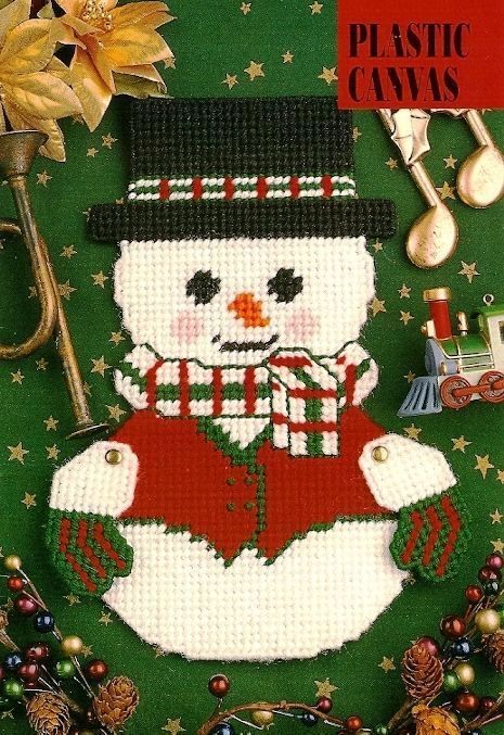 Y885 Plastic Canvas PATTERN ONLY Winter Snowman Wall Hanging Pattern ...